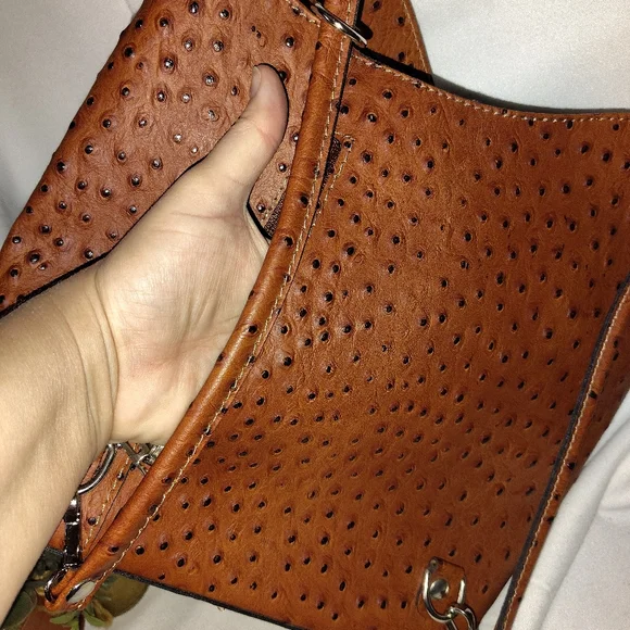 Genuine Leather Borse in Pelle Convertible Backpack Purse made in Italy Ostrich - Picture 11 of 14